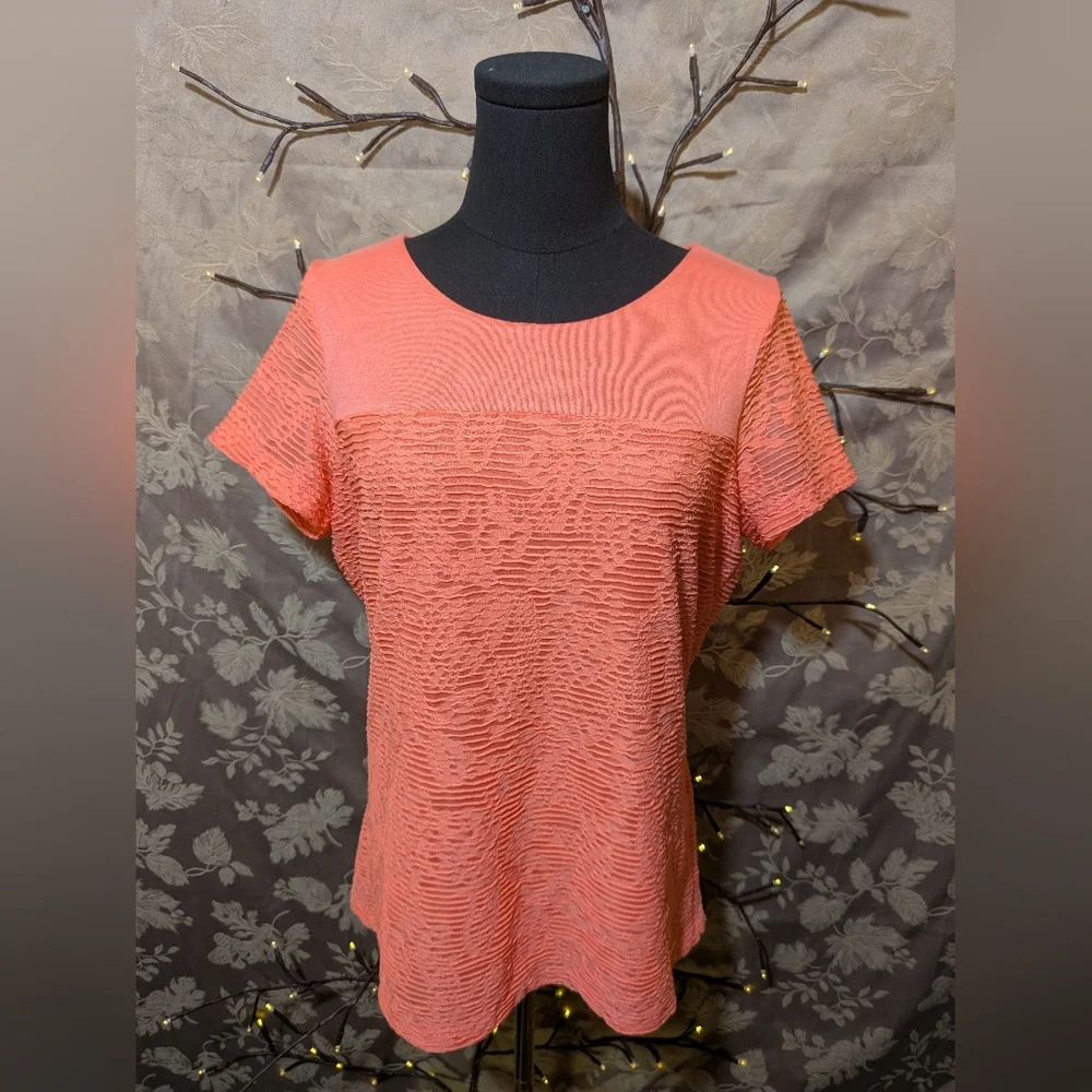 Calvin Klein Porcelain Rose Textured Lined Top, Size M, NWT!